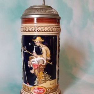 Coca Cola Norman Rockwell "Out Fishin" Collectible Beer Stein